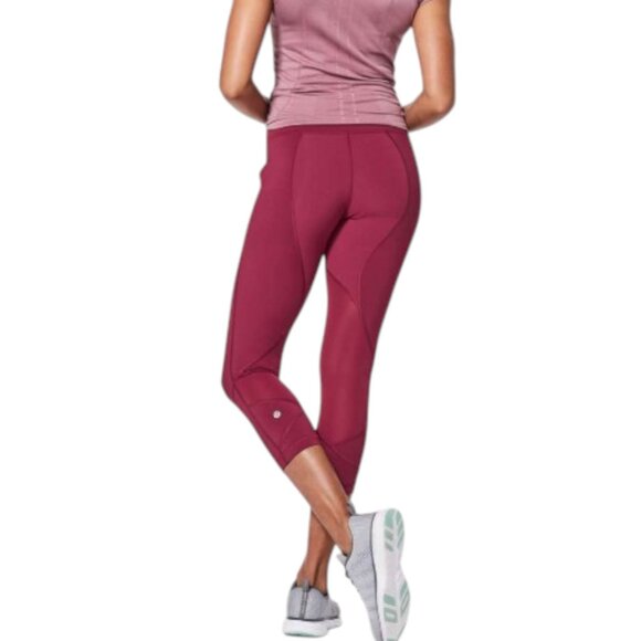 LULULEMON Pace Rival Crop 22" in Ruby Wine 4 - Picture 2 of 9